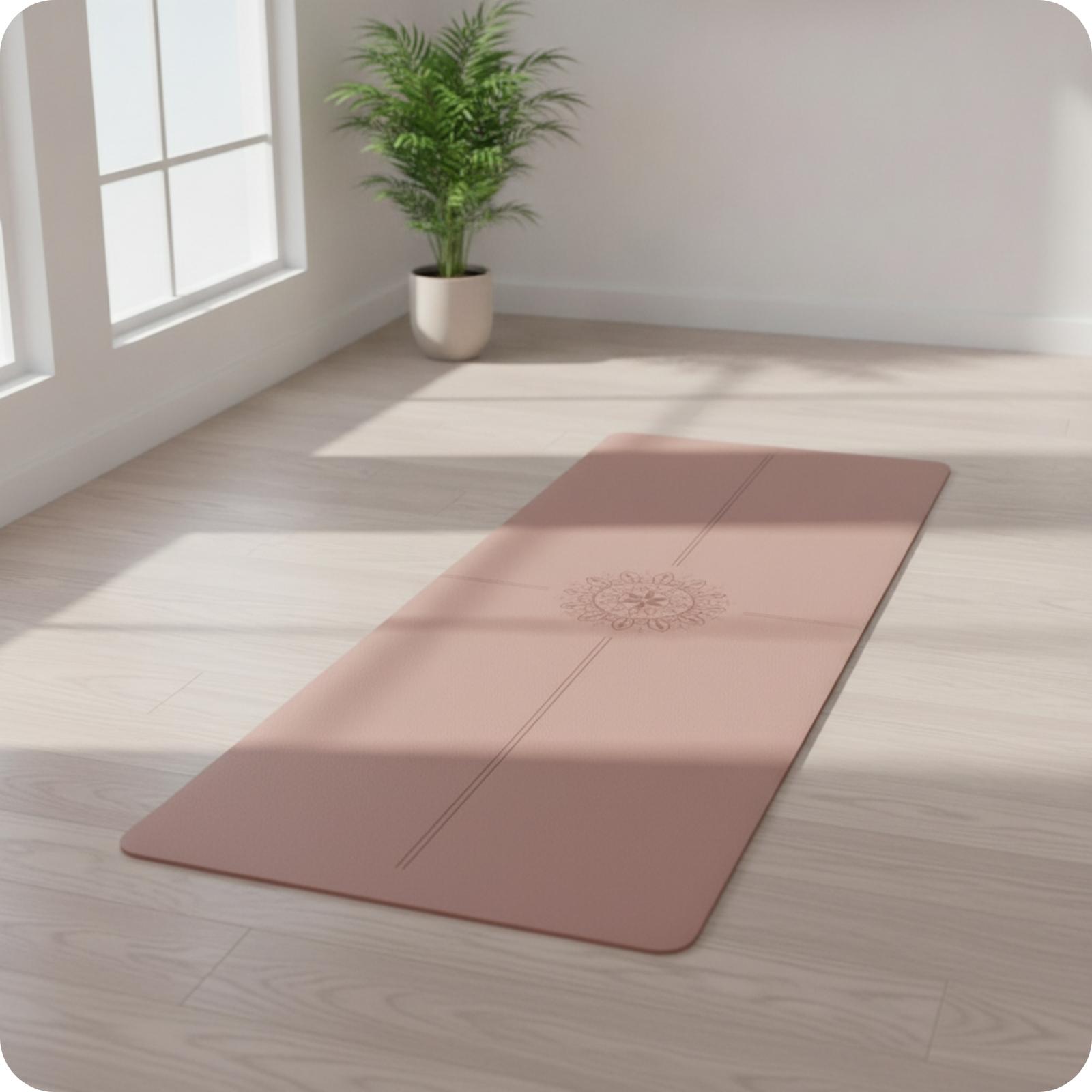 다용도 운동 매트: 메달리온 패턴과 포즈 라인이 새겨져 - Yoga Fitness At Home 리뷰 및 가격